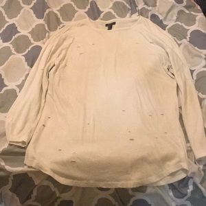 White long sleeve Long cut tee